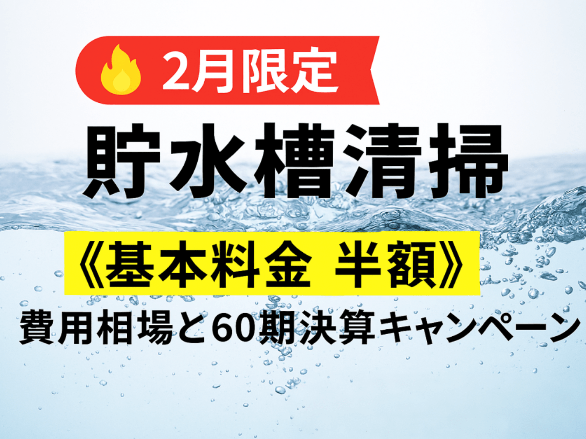 貯水槽清掃の費用相場と、60期決算キャンペーンのご案内（大阪・関西の施設向け）
